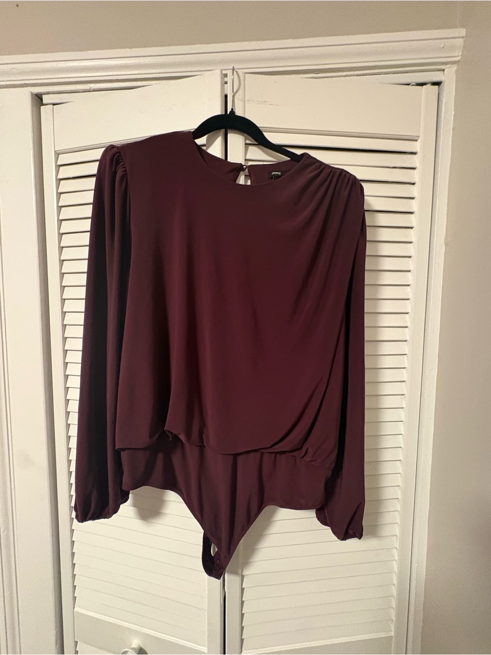 Express Burgundy Long-Sleeve Bodysuit Top